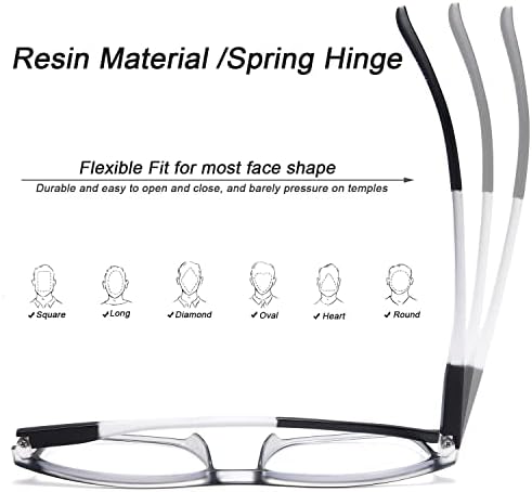 EYEURL 4 Csomag Olvasó Szemüveg a Férfiak, mind a Nők - Kék Fény Blokkolja az Olvasók Tavaszi Zsanérok - Tükröződésmentes/UV Sugarak