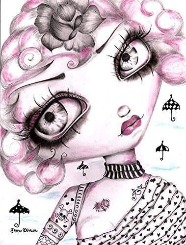 Cigány-kal Emelkedett Dottie Gleason Tetoválás Lány Esernyő Tetoválás Keretes Fine Art Print