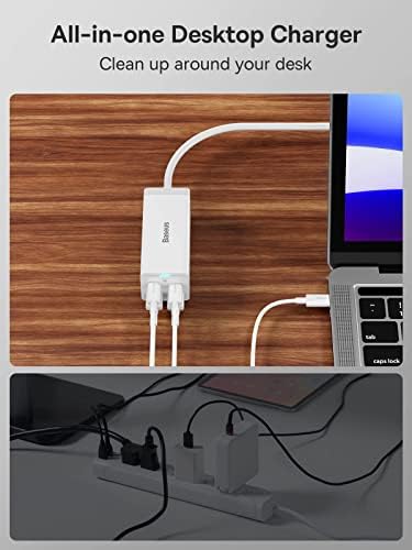 USB-elosztót Baseus PowerCombo 65 w-os USB-C Fali Töltő, 2 Üzletek & 3 Gyors Töltés Port, USB C Asztali Töltő USB Töltő Állomás Több