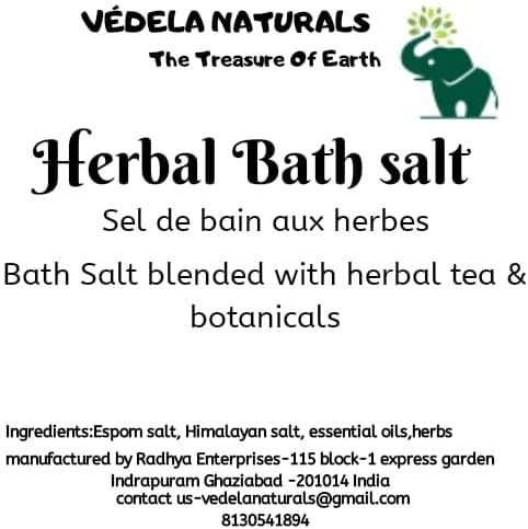 VÉDELA Naturals - Fürdő Só | Gyógynövényes Fürdő Só |Kevert Gyógynövény Tea, növények | Kézzel Készült Termék | Nem Használt