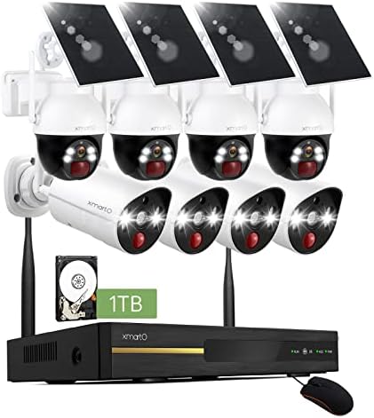 XMARTO 8CH Otthoni Biztonsági Kamera Rendszer Vezeték nélküli Emberi/kisállat Érzékelés, Okos, égő Lámpákkal, 2-utas Audio Kamera