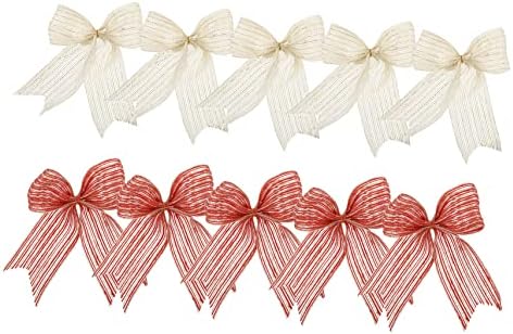 Tofficu 10db csokornyakkendő Rose Dekoráció Mini Koszorú Karácsonyi Dekoráció Parasztház Kerti Virág Fesztivál Íj Dísze Fél Íj Díszei Jelen
