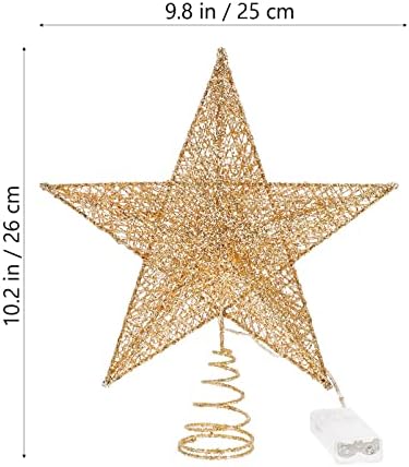 DOITOOL karácsonyfa Topper Csillag, 10 Hüvelykes Kivájt Pentagram csúcsdíszt Meleg LED lámpa elemes Dekoratív Fényt a karácsonyfa