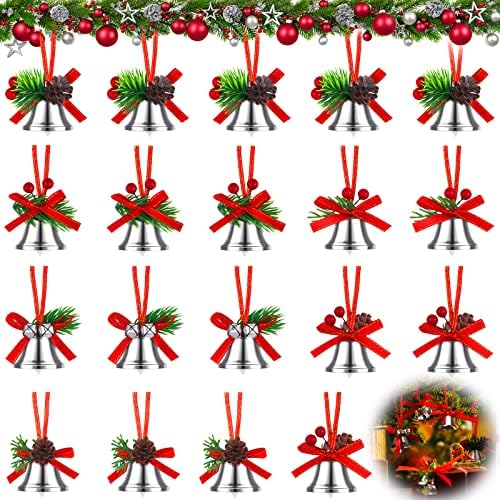 Karácsonyi Harang Díszek 30 Db Ezüst Kézműves Harangok Holly Levelek, Bogyók Fém Jingle Bells a Kézműves karácsonyfa Lóg Dekoráció