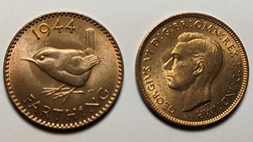 1944 GB George VI Brit farthing érme gyűjtők / Majdnem Uncirculated / AU