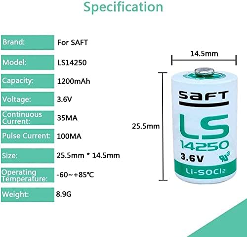 (200Count) 3.6 v LS14250 1200mAh Lítium Akkumulátor Saft LS14250 3,6 v Akku VAN 14250 C 1/2 AA 3.6 v-os Lítium Elem