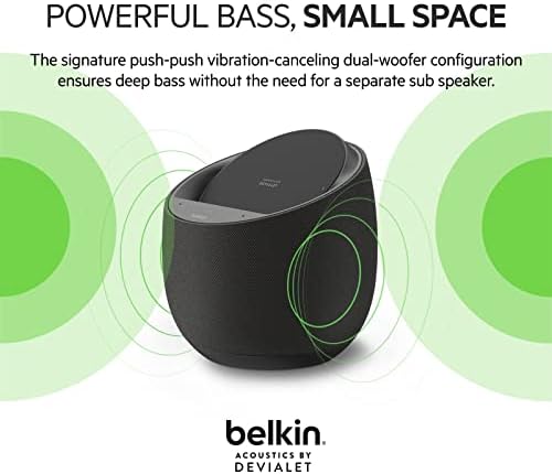 Belkin SOUNDFORM Elit Hi-Fi Smart Hangszóró + Vezeték nélküli Töltő (Alexa Hang-Vezérelt Bluetooth Hangszóró) Hang Technológia