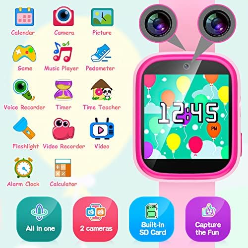 wepfum Gyerekek Okos Órák,Kisgyermek Digitális Óra, Dual Kamera, MP3 Zene, Videó Szórakoztató Játékok, HD Érintőképernyő,Születésnapi