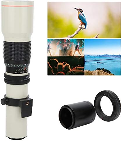 Goshyda 500mm F8‑F32 2X MagnificationTelephoto Objektív, Kézi beállítás MC Bevonat Hordozható Telefotó Objektív Olympus OM Mount Kamera(Fehér)