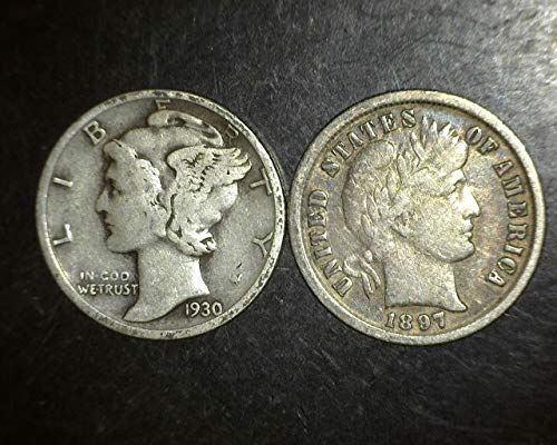 1892-ben 1945-PD vagy S - 2 érmék - a Higany, Borbély Dimes - 90% - os Ezüst - Különböző Időpontokban 1892-től 1945-Dimes Eladó VG-08