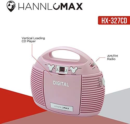 HANNLOMAX HX-327CD Hordozható CD-Lejátszó, AM/FM Rádió, Aux-in, AC/DC Kettős áramforrás. (Rózsaszín)