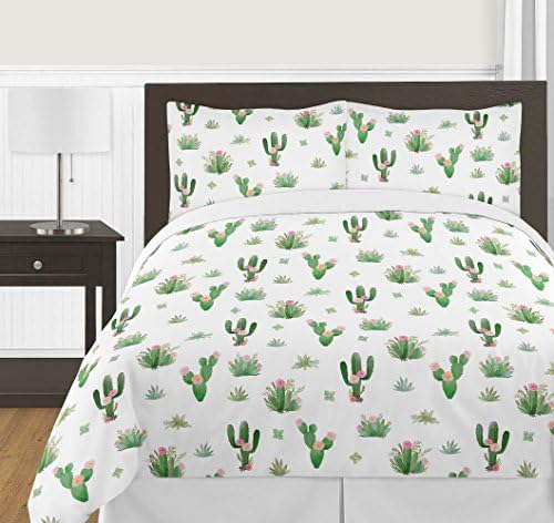 Rózsaszín, Zöld, Bohém Akvarell Királynő Lapon Állítsa be a Kaktusz Virág Gyűjtemény - 4 darabos Készlet
