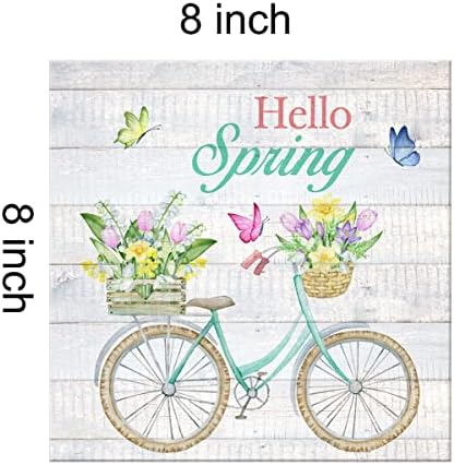 Ország Helló Tavaszi Kerékpár Parasztház Vászon Nyomtatás Wall Art Dekor Kerékpár, Virágok, Tavaszi Alá Festmény Plakát