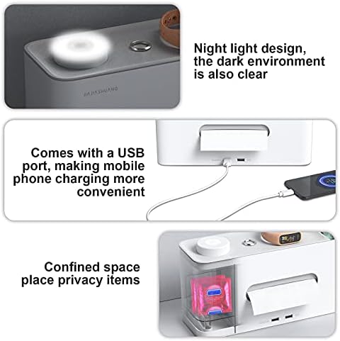 Többfunkciós Szövet Mezőbe, Éjjeliszekrény Asztali Tároló Doboz, USB-s LED Lámpa Home Office Fürdőszoba Hiúság Munkalapok Hálószoba Drag Nappali