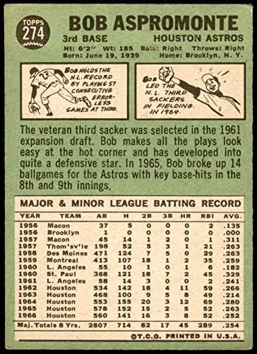 1967 Topps 274 Bob Aspromonte Houston Astros (Baseball Kártya) Dean Kártyák 2 - JÓ Astros