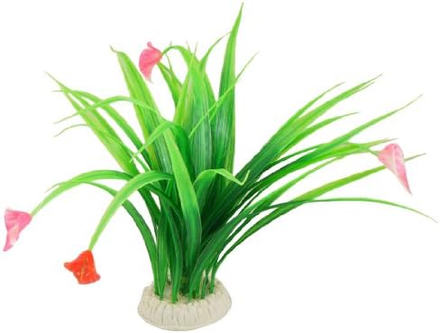 Uxcell Műanyag Levelek, Virágok Akvárium Fű/Növények, Zöld, Piros