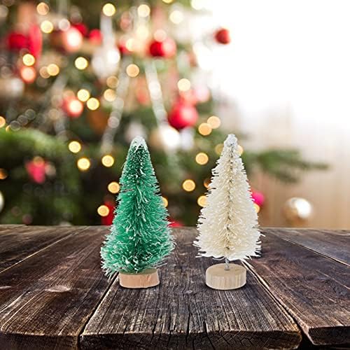 BESTOYARD 18Pcs Mesterséges Mini karácsonyfa 6. 5cm Miniatűr Szizál Frost Fák Üveg Ecsettel Fák Fa Alap, a Karácsonyi Asztalra Téli