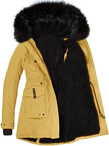 Női Plus Size Fleece Bélelt Kabát, Vízálló, Szélálló Hó Sí Kapucnis Esőkabát Szabadtéri Sűrűsödik Meleg viharkabát