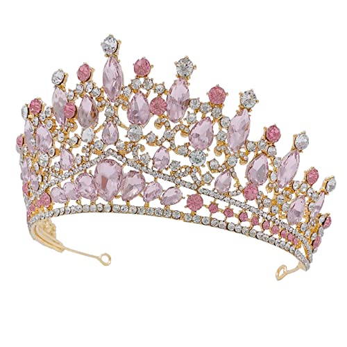 TISZTELT Princess Tiara Korona a Nők, Kristály Esküvői Fejdísz, a Menyasszony, Rózsaszín Korona Diadém, Szépségverseny Bálba,
