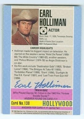 Earl Holliman dedikált Kártyára (Hotel De Párizsi Rendőrség Nő) az 1991-es Hollywood Walk of Fame 130 Vissza - Film Kereskedelmi Kártyák