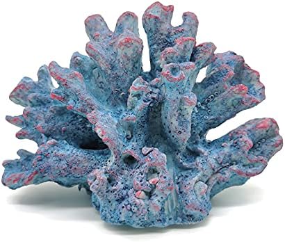 E. YOMOQGG Akvárium Korall Polyresin Díszek, Mesterséges Korallzátony Dekor Kék akvárium & Táj Dekoráció (7.08 x 3.34 x 4.72 hüvelyk)