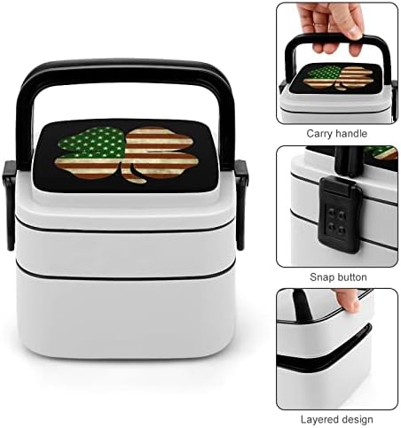 Évjárat amerikai Zászló Lóhere Lóhere Dupla Réteg Bento Box Ebédet Étkezés Tartály Dolgozik az Irodájában Piknik