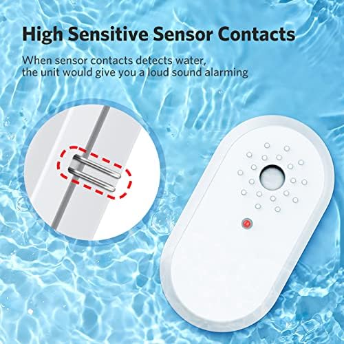 Víz Érzékelő Riasztó Szivárgás Érzékelő - 3 Csomag Víz Szivárgás Érzékelő 95dB Audio-Alarm Víz Szivárgás Érzékelő Szivárgás