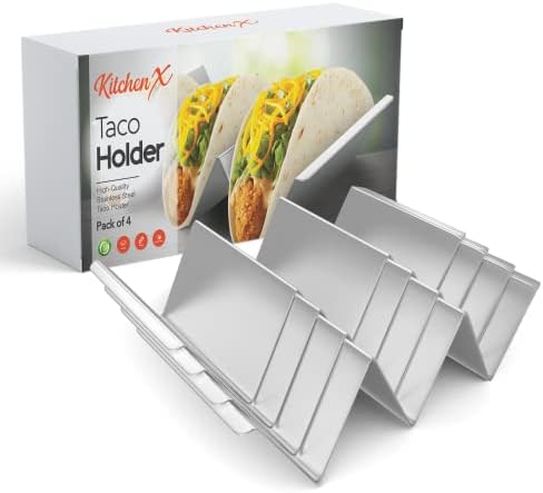 KITCHENX Fém Taco Birtokosai Készlet 4 - nagy teherbírású Taco Áll tartsa 3 Taco - Használni, mint a Taco Rack, hogy töltse