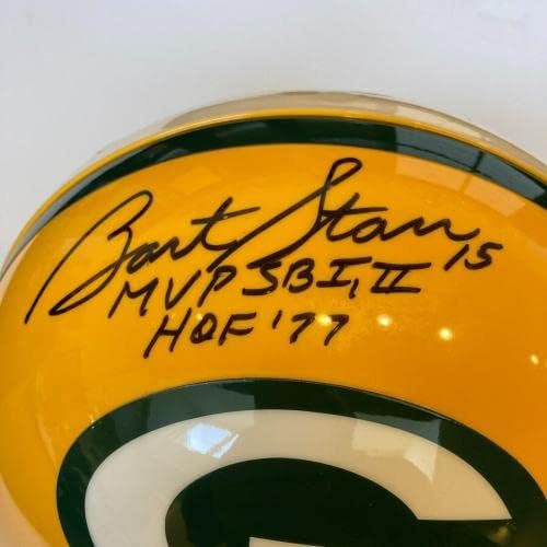 Bart Starr Super Bowl i & II MVP, HOF 1977 Aláírt a Green Bay Packers Sisak SZÖVETSÉG - Dedikált NFL Sisak
