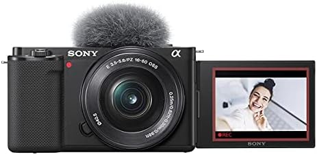 Sony ZV-E10 tükör nélküli Fényképezőgép, 16-50mm & 55-210mm f/4.5-6.3 OSS E-Mount Objektív, Fekete Csomag 128GB, SD Memóriakártya,