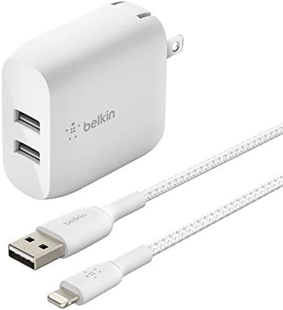 Belkin 24W Dual Port USB Fali Töltő - Fonott Lightning Kábel Mellékelve - iPhone Töltő & 40W Dual Port USB-C Fali Töltő - USB C