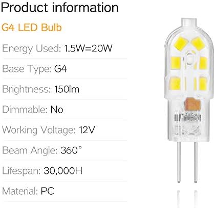 X-Molin G4 LED Izzó Napfény Fehér 6000K 5 Csomag JC Bi-Pin 891 Izzó KED AC/DC 12v led Izzók rv Belső, T3 Halogén Nyomon Izzó Cseréje Táj