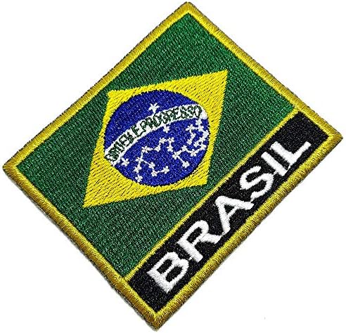 BP0403NT 01 Brasil Brazília Ország Zászló Hímzett Javítás Arany Átnyúló Egységes Kart Kimonó, Vas-vagy Varrjuk