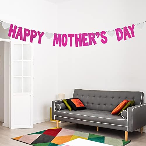 Boldog anyák napját Banner Rózsaszín Anyák Napja Dekoráció Zászló Ezüst Csillogó Szív Anyja Nap Jele az Otthoni Kerti Dekoráció