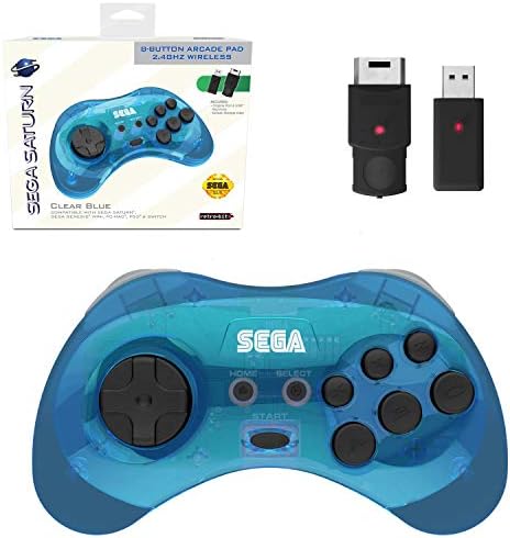 Retro-Bites Hivatalos Sega Saturn 2,4 GHz-es Vezeték nélküli Kontroller 8-Gombot Arcade Pad Sega Saturn, Sega Genesis Mini,