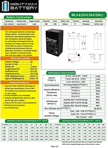 6V 4.5 AH SLA Akkumulátor Csere CooPower CP6-4.0 - 10 Pack