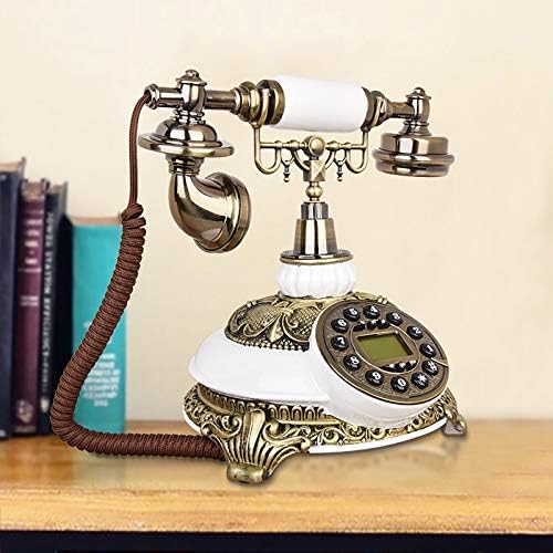 Vintage Retro Telefon Európai Antik Telefon Retro Mező, Kulcs Telefonvonal Kézműves Telefon Vezetékes Antik Vezetékes (Szín : Fehér, Méret