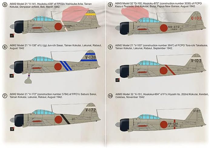 Nyomtatás Skála 72-427 - 1/72 A6M Zero-Sen Ászok 2. Rész Nedves Matrica a Repülőgép