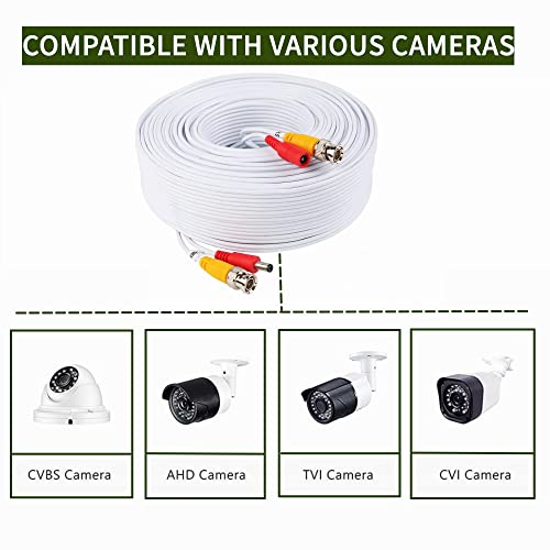 FITE A Fehér 65ft BNC Hosszabbító Kábel Kompatibilis a Q-Lásd QCA7209B 720p Biztonsági Kamera Analóg HD