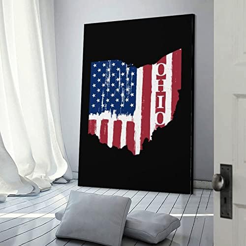 Évjárat Ohio State Amerikai Zászló Nyomtatott Festmény Wall Art Modern Grafika Függőleges Lógó Képet a Hálószobában Otthon