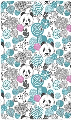Panda Témájú Felszerelt Mini Kiságy, Ágynemű,Hordozható Mini Kiságy, Ágynemű Puha & Rugalmas Felszerelt Gyerekágy Lap-Nagyszerű