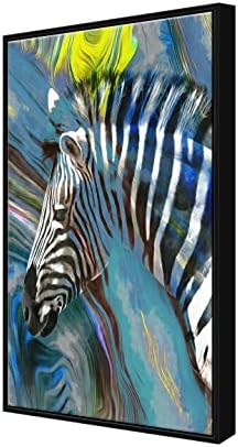 999Store úszó keret zebra művészeti függőleges festmény a falon (Canvas_Black Frame_16X24 Hüvelyk) Black011