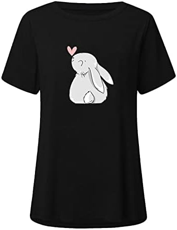 Túlméretezett póló Női Alkalmi Aranyos Rabbit Nyomtatás Flowy Henley Tshirt Nyári Rövid Ujjú, Laza Póló Maximum Elegáns Blúz