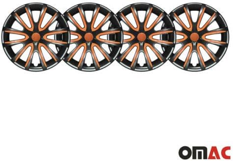 OMAC 16 Colos Dísztárcsa Nissan Rúg, Fekete-Narancs 4 db. Keréktárcsák Borító - Hub Caps - Autó Gumi Külső Csere