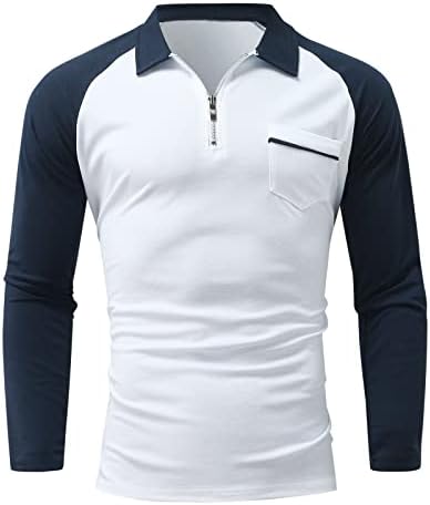 XXBR Cipzár Polo shirt Mens, 2022 Új Tavaszi Csíkos Patchwork Vékony Hosszú Ujjú Póló Zip Nyak Alkalmi Felsők