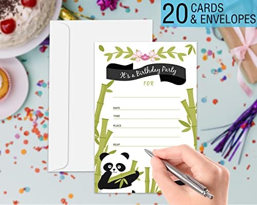 GOXFOC Cuki Panda Szülinapi Meghívókat a Borítékok 20 Csomag,Panda Lány, Fiú, Gyerek Party Kellékek Gyerekeknek meghívók,Panda Szerelmeseinek