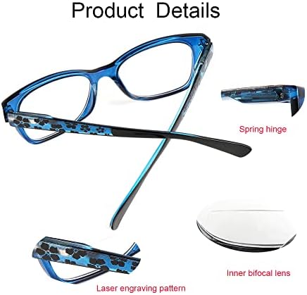 YsorrisoX Bifokális Szemüvegre, a Nők 3 Csomag Tartalmaz 1 Bifokális Napszemüveg,Virág Nyomtatási Minta Olvasó Szemüveg