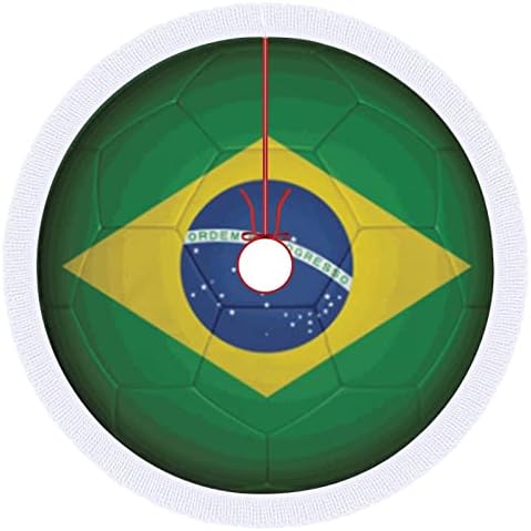 Brazília Labdarúgó-Zászló karácsonyfa Szoknya, Piros Kör karácsonyfa Szoknya Rojtos Széle Beltéri Kültéri Udvaron Dekoráció