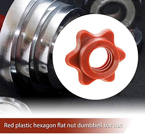 4X 25mm Súlyzó Bár Hatszög Nuts Spin-Zár Nyakörvek Emelésére Súlyzók Súlyzó Rúd - Piros Műanyag/Ezüst, Vas Gumi Gyűrű