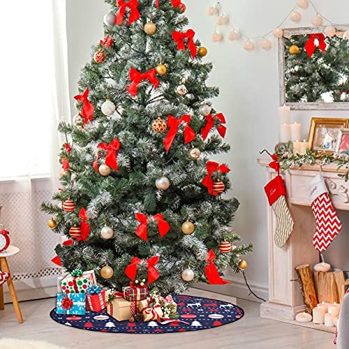 visesunny Boldog Karácsonyt Dekoratív Rénszarvas karácsonyfa Alátét Fa áll Szőnyeg Padló Protector Nedvszívó Fa Állvány Tálca Szőnyeg